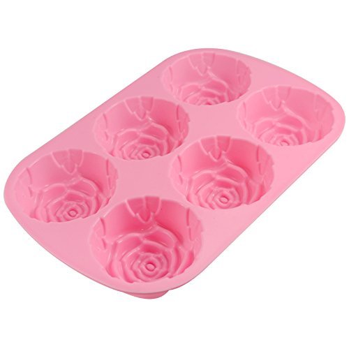 Allforhome 6-er Silikon-Form zum Backen und Basteln, Form „Rose“, für Kuchen, Muffins, handgefertigte Seife, Kekse, Schokolade, Eiswürfel - 3