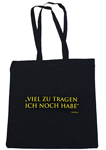 StarWars Tasche Yoda "Viel zu tragen ich noch habe!" stylischer Jutebeutel Einkaufstasche Statementtasche Beutel Yoda-Bag schwarz 45x42cm mit festem Stoff Geburtstagsgeschenk