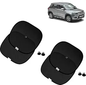 RD Universal Universal Car Side Window Stick On Curtain Chipkoo Sunshade with Vacuum Cups Set of 2 Black Compatible for Maruti Suzuki Vitara Brezza
