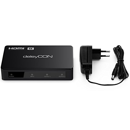 deleyCON 4k UHD HDMI Splitter / Verteiler 2 Port – 2160p 4k Ultra HD / FULL HD 3D / 2x HDMI OUT – HDCP DTS Deep Color – HDMI Verteiler 1×2 [Schwarz] - 7