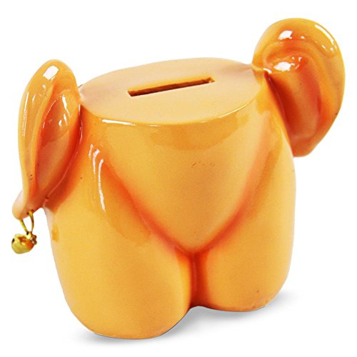 HC-Handel 914698 Spardose Arsch mit Ohren mit Schloss Scherzartikel 12 cm - 4