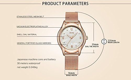 Abrray Luxury Rose Gold Mesh Bracelet Shell Face Dial Quartz Watch for Women Business Women Watches