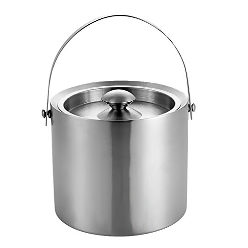 Gazechimp Doppelwandiger Edelstahl Eimer Wein Kühler Mit Deckel Bar 3L, Zuckerzange 15cm - 3