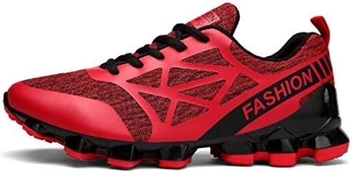 HappyBeauty Men's Gym Shoes Non-slip Wear-resistant Breathable Lace-up Fashion Running Basketball Fitness Shoes , red , UK6.5