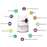 Sumpple Wired/Wireless Baby Video Überwachungskamera (HD 720P)/ Zwei-Wege-Audio, Nachtsicht, Pan/Tilt, Musik, Bewegungerkennung/Stimme hören/Messung von Temperatur u. Luftfreucgtugkeit/ Unterstützt iPhone, iPad, Android-Handy oder PC, Rosa - 2
