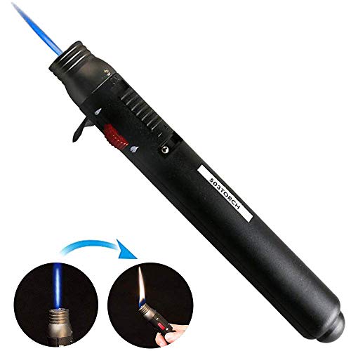 Encendedor de gas recargable portátil, encendedor de llama de chorro ajustable para exteriores, campamento, barbacoa, encendedor de velas sin llama, resistente al viento (gas no incluido)