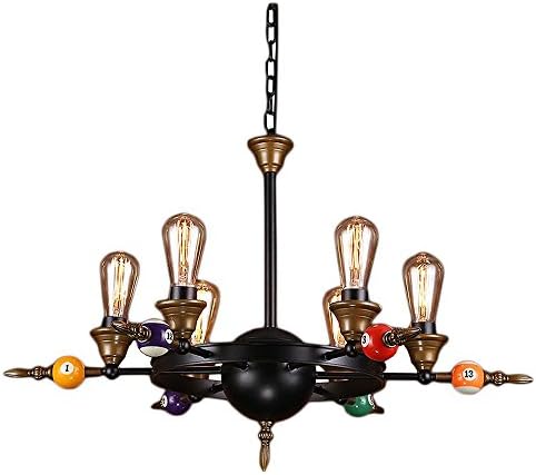 Retro Industrial Wind Pendant Light Creative Iron Billiards Chandelier Hanging Ceiling Lighting Fixture Lamp 27 Lampholder Vintage Black Suspension for Living Room Bedroom Loft Restaurant Ø80