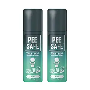 PEESAFE Toilet Seat Sanitizer Spray (50ml) - Mint Reduces The Risk of UTI & Other Infections Kills 99.9% Germs & Travel Friendly - Pack of 2