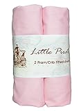 2 x Bébé Landau/berceau/couffin Drap-housse 100% luxe brossé Percale Coton Rose 40 x 40 x 90 cm