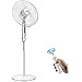 Produktbild Oszillierender standventilator,Remote control Stehenden boden fan 3 geschwindigkeiten und flüsterleise Elektrischer ventilator Stock-fan Desktop Querformat Leise Timing- Schütteln den kopf han-Weiß 43x135cm(17x53inch)