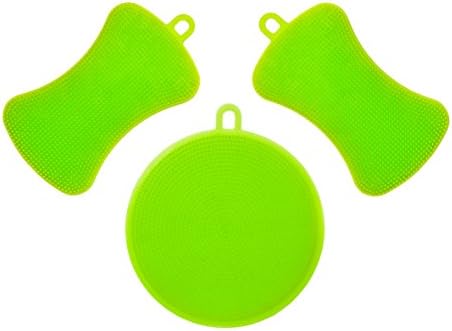 Yolido 3Pcs Silicone Sponge Kitchen Dish Scrubbers Brush for Pot Pan Bowl, Pot Holder Wash Fruit and Veggies