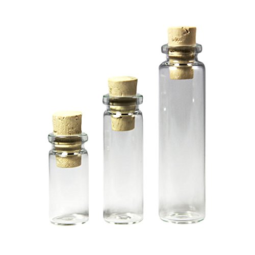 20 Mini Flaschen Glas mit Korken 76x23mm | Glasflasche | Fläschchen