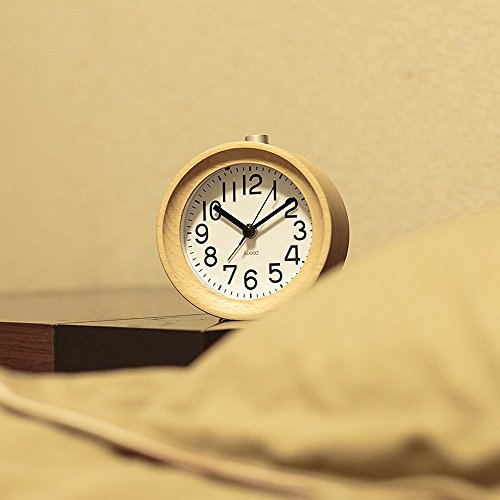 Jinberry Retro Lautlos Analog Runde Holzwecker / Handgemacht Vintage Tischuhr mit licht Nachtlicht, Snooze Funktion und Sanfter Weckton, 4 Zoll Lautlos Analog Quarz ohne Ticken Schleichende Sekunde Wecker – Weißbirke - 7