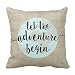 Produktbild Let the Adventure Begin Big World Zitat Überwurf Kissen Home Decor Kissen abdeckt, Reißverschluss Leinwand Kissen Displayschutzfolie Sofa Kissen Fall 45,7 x 45,7 cm