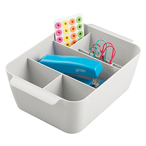 mDesign Kosmetik Organizer mit 8 Fächern – praktische Kosmetik Aufbewahrungsbox für Kosmetik, Make-Up, Haaraccessoires etc. – die perfekte Schminkaufbewahrung – hellgrau