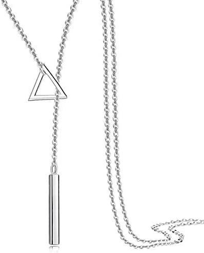 925 Sterling Silver Long sweater chain Triangle Simple Polished Pendant Necklace Chain 16" - 30"