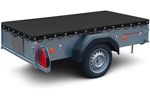 SHUMAXX Trailer Cover boxed at the corners Heavy Duty Waterproof PVC Tarp Tie Down with Bungee Cord 650GSM Cargo tarp Trailer sheet (Black, 5 Feet x 3 Feet)