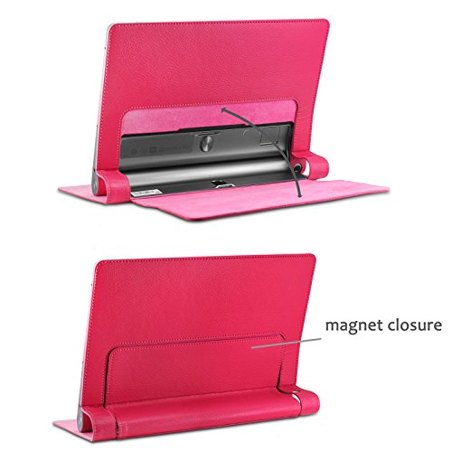 Lenovo Yoga Tab 3 Plus/ Lenovo Yoga Tablet 3 10 Pro Hülle Case, Infiland Slim Fit Folio PU-lederne dünne Kunstleder Schutzhülle Cover Tasche für Lenovo Yoga Tab 3 Plus 25,65cm (10,1 Zoll IPS) Convertible Media Tablet/Lenovo YOGA Tablet 3 10 Pro 25,6 cm (10,1 Zoll QHD IPS) Tablet (Not für Lenovo Yoga Tab 3 10) (Magenta) - 9
