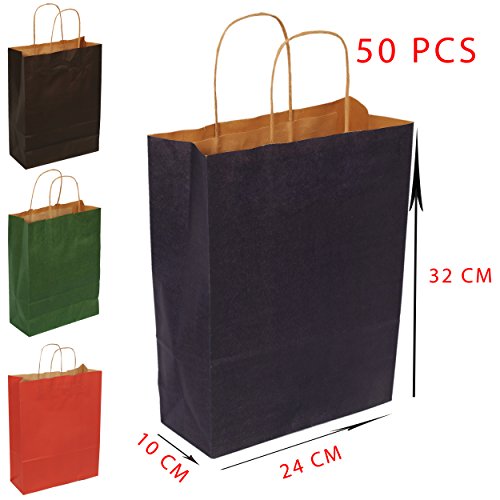 Sac en papier - sac kraft - sac party - sac cadeaux - 50 piéces - Papier kraft marron -%100 Recyclable - Bleu Foncé
