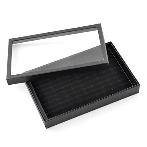SiAura Material ® - 1x Schmuckkasten Ringkasten Ringständer Schmuckbox Schmuckschatulle schwarz Baumwollsamt 30x19x4cm