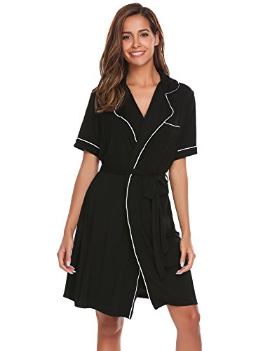 Preisvergleich Produktbild Lucyme Damen Morgenmantel Kimono Kurz Nachtwäsche Bademantel Robe Schlafanzug
