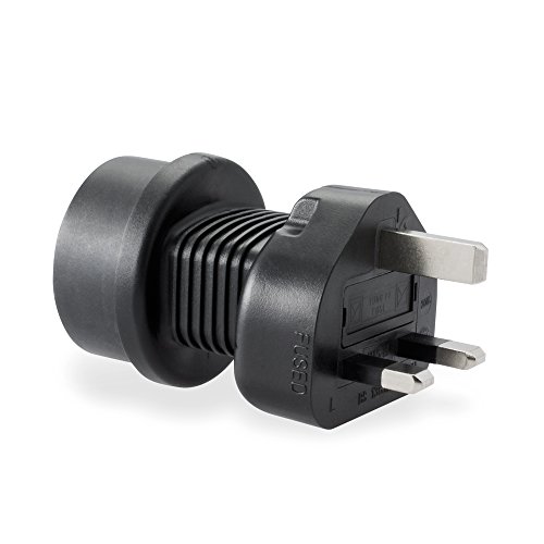 rocabo Netzadapter / Stromadapter / Reiseadapter - für United Kingdom (UK) - United Kingdom Stecker auf Schutzkontakt Buchse - genormte Stecker/Buchsen - stabile und sichere Ausführung – schwarz
