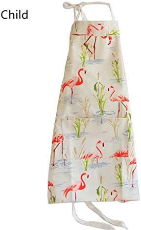Inwagui Girls Boys School Cotton Apron with Pocket Cute Craft Cookery Painting Art Apron Kids Adjustable Bib - Flamingo & Children