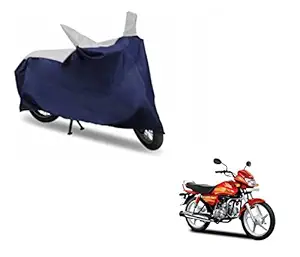 Auto Hub Waterproof Bike Body Cover for Hero CD Deluxe - Navy/Silver