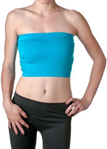 2NE1 Apparel Women's Basic Stretch Layer Seamless Tube Bra Bandeau Top -  Blue -