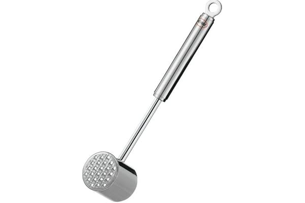 RÖSLE Marteau à Viande - Maillet Professionnel pour Attendrir la Viande - Acier Inoxydable 18/10 - Très brillant/mat - Passe au lave-vaisselle, Argenté