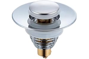 JIGSAWTOY YAW Tappo Lavandino Bagno, Tappo Bidet Universale Pop up Tappo di scarico in metallo per vasca da bagno, cucina, lavabo (apertura foro di scarico 32-42 mm), D'argento