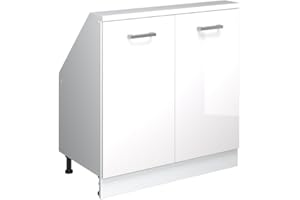 ‎VICCO Vicco Dachschrägenschrank Rion, Weiß Hochglanz/Weiß, mit 2 Türen