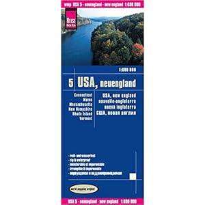 USA5: Nueva Inglaterra, mapa impermeable de carreteras. Escala 1:600.000 impermeable. Reise Know-How.