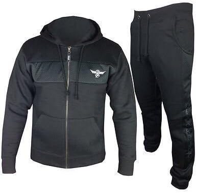 New Mens Mesh Panel Tracksuit Sweat Top & Jog Track Bottoms Set S M L XL