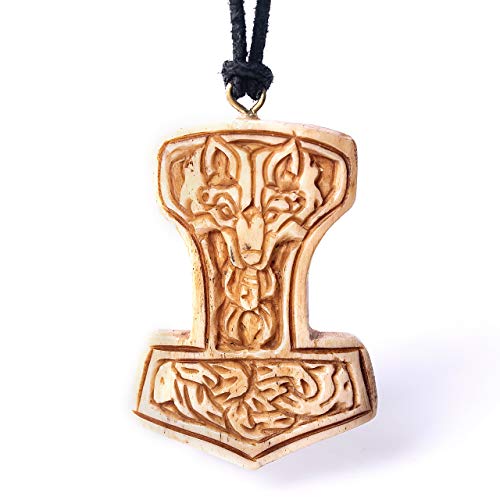Norse Tradesman Bone Mjolnir Wolf