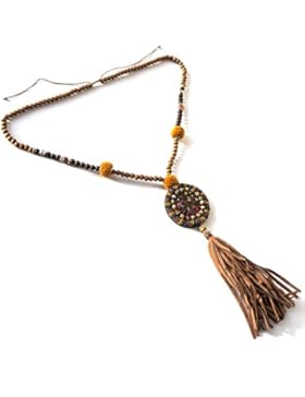 Quasten-Halskette mit Peace-Symbol - Hippie-Kette mit Peace-Zeichen - Aufwendige Verarbeitung