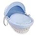 Clair de Lune Dimple White Wicker Moses Basket (Blue)