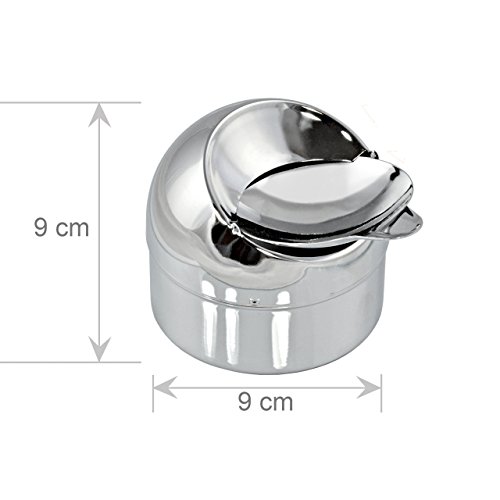 Aschenbecher Windaschenbecher aus Metall verchromt mit Klappe – 3 Stück – Durchmesser 9 cm - 5