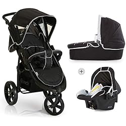 Hauck/Poussette combinée 3 en 1 Viper SLX Trio Set/nacelle / siège-auto Groupe 0 / Buggy à 3 roues/pliage compact/léger / de la naissance jusqu'à 25 kg, nois gris (caviar grey)