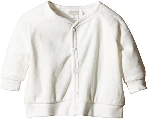 NAME IT Baby Girls' Plain Button Down Long Sleeve Pullover White White (Cloud Dancer) 0-3 Months