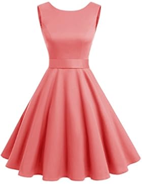 Wedtrend 50s Retro Vintage Dot Einfarbig Rockabilly Ärmellos Kleid Faltenrock