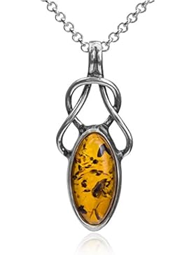 Bernstein Sterling Silber Keltisches Design Anhänger Kette 46 cm