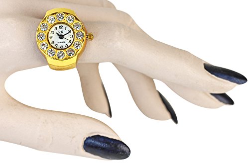 Nerd Clear Wunderschöne Ringuhr Uhrenring Gold farbendes rundes Ziffernblatt