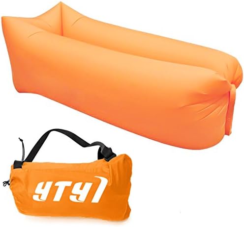 Inflatable Lounger, Portable Lazy Lounger Sleeping Bag Chair Sofa Couch with Adjustable Shoulder Strap Ideal For Lounging, Camping, Beach, Fishing, Chilling, Parties, Swimming Pools, Travelling, Backyard, Park (orange)