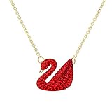 ANLW Red Swan Halskette Frauen österreichischer Kristallanhänger Clavicle Chain, Jeder besondere Moment