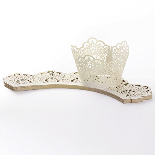 24 x Laser Cut Kuchen Cupcake Wrapper Verpackung Dekoration Muffin Hülle für Hochzeit Party Cupcake Dekoration Muffinförmchen Neu - 3