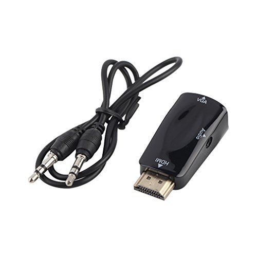 LESHP HDMI zu VGA Adapter, Mann zum weiblichen Konverter-Kasten-Adapter mit 3.5mm AV Audiokabel für PC HDTV (Schwarz) - 6