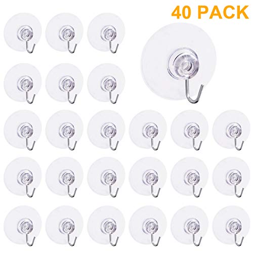 Inpion - Ganchos de Pared con Ventosa 40 Unidades, plástico, con Ganchos 45 mm