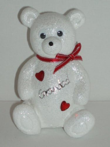 Cute Grandad White Teddy Bear Outdoor Grave Memorial Graveside Tribute (Red Theme)