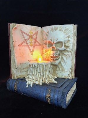 Superb Occult/Magic Spell Book Ornament with Flickering Candle LED Witchcraft